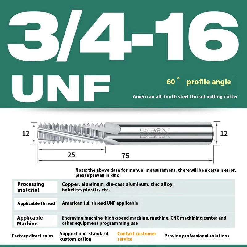 1115-65° high hard tungsten carbide thread milling cutter Long tooth full tooth alloy American thread milling cutter UNC UNF aluminum stainless steel Shandong Denso Pricision Tools Co.,Ltd.